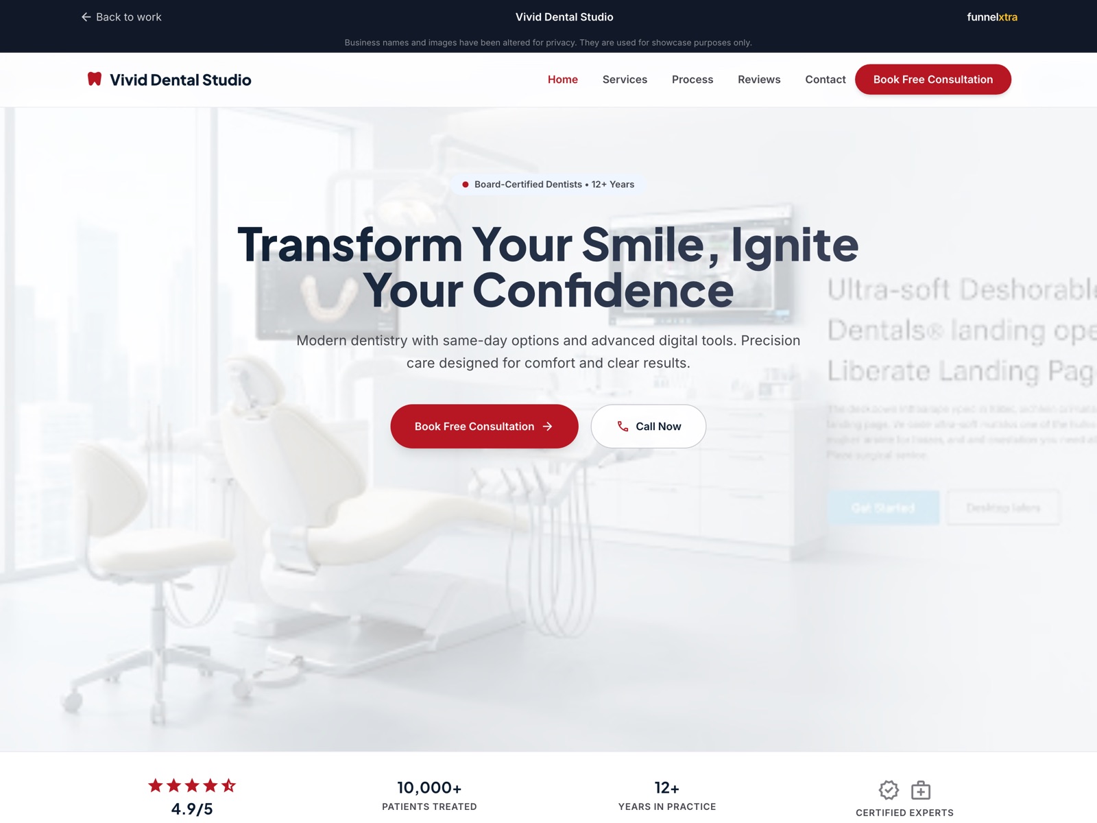 Vivid Dental Studio landing page