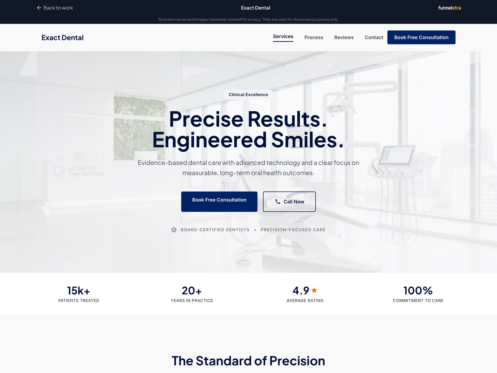 Exact Dental landing page