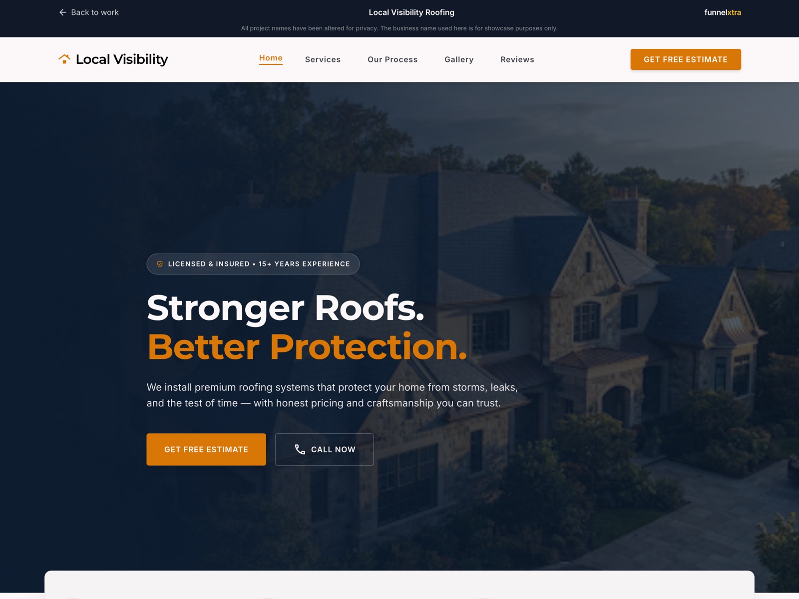 Local Visibility Roofing landing page